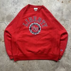 Y2K Champion Reverse Weave Liberty University Flames Crewneck Size L